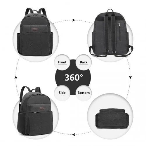 EB2234 - Kono Canvas Lightweight Casual School Backpack - Black