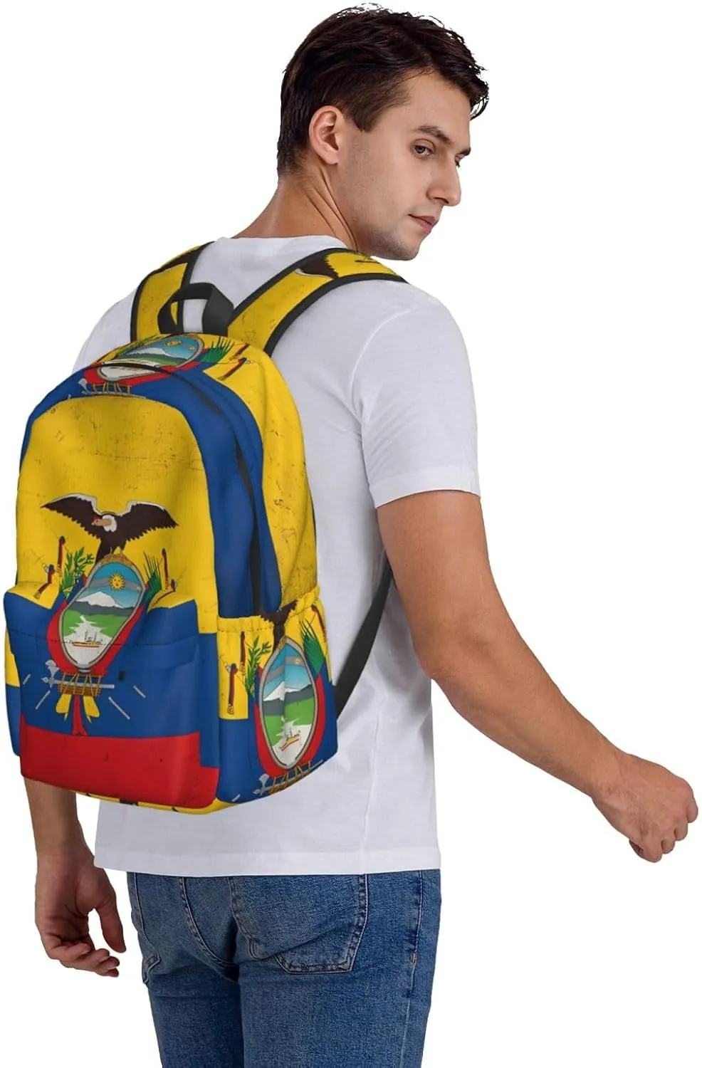 Ecuador Ecuadorian Flag Backpack Large Capacity Backpack Lightweight Double Shoulder Bag For Women Men Travel