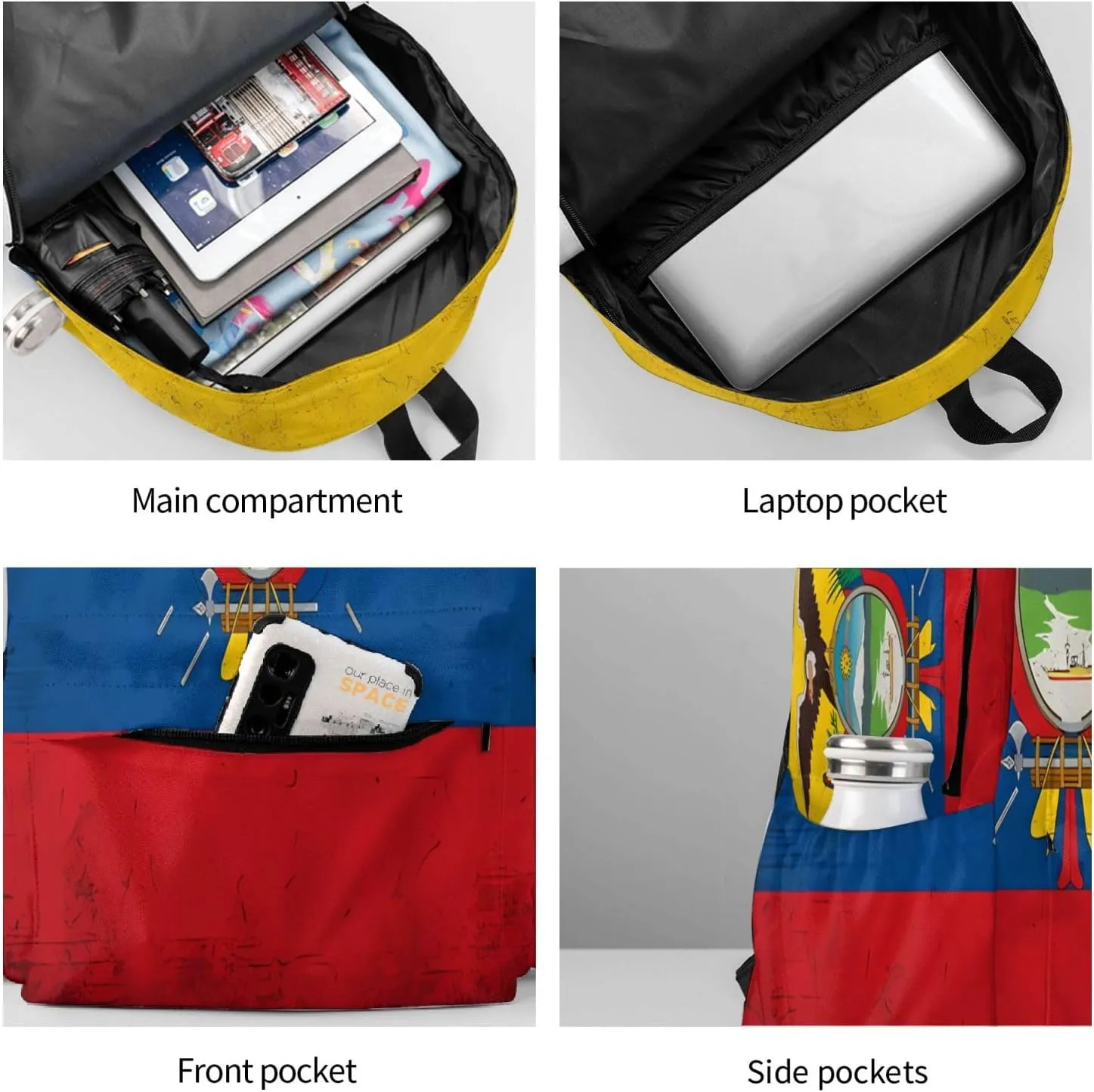 Ecuador Ecuadorian Flag Backpack Large Capacity Backpack Lightweight Double Shoulder Bag For Women Men Travel