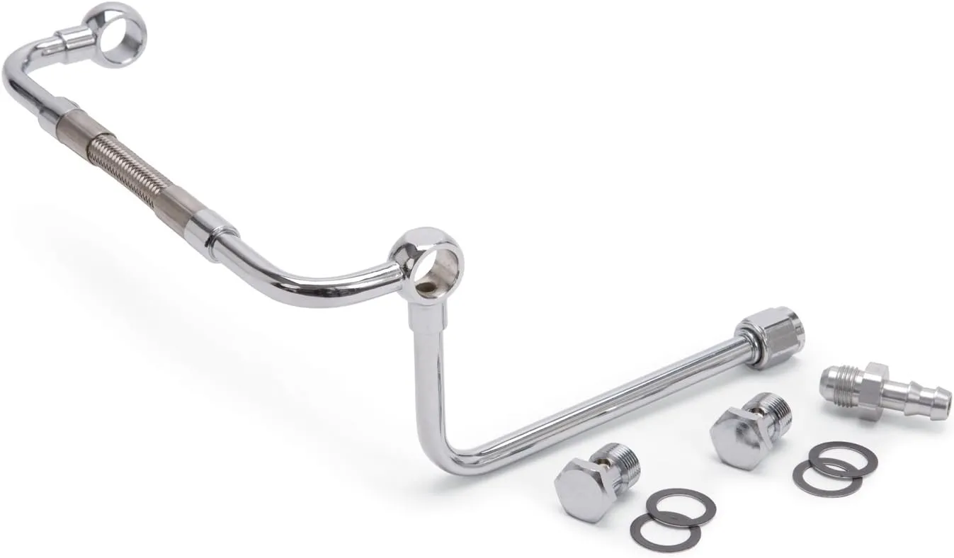 Edelbrock 8132 Thunder and Performer Series Fuel Line Kit, Chrome