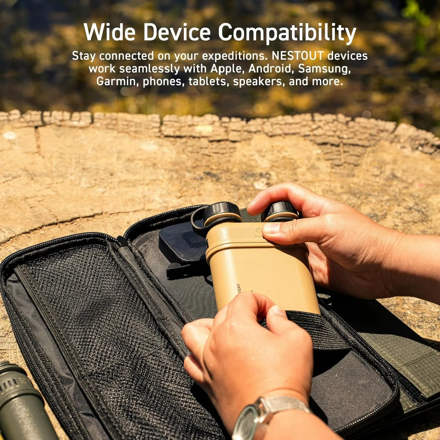 ELECOM NESTOUT Rugged Power Bank, 15000mAh Outdoor Charger, 32W USB-C Fast Charging PD, Waterproof IP67, Durable Shockproof, Battery Pack for iPhone Tablet Hiking Travel Camping (Black, 15000mAh)