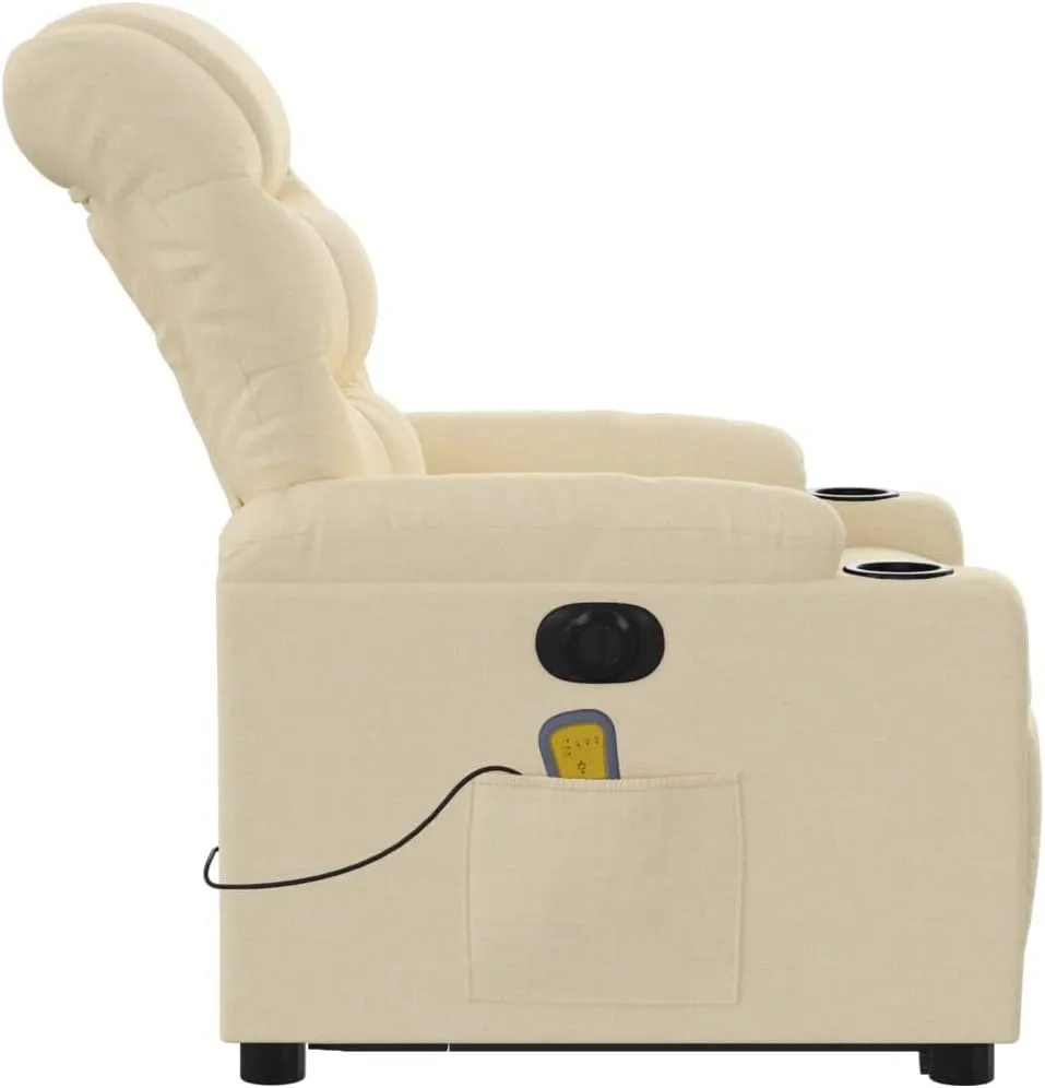 Electric Stand up Massage Recliner Chair Cream FabricLounge Chair Comfy Chair Living Room Chair Suitable for Decks, Living Rooms, and patios.