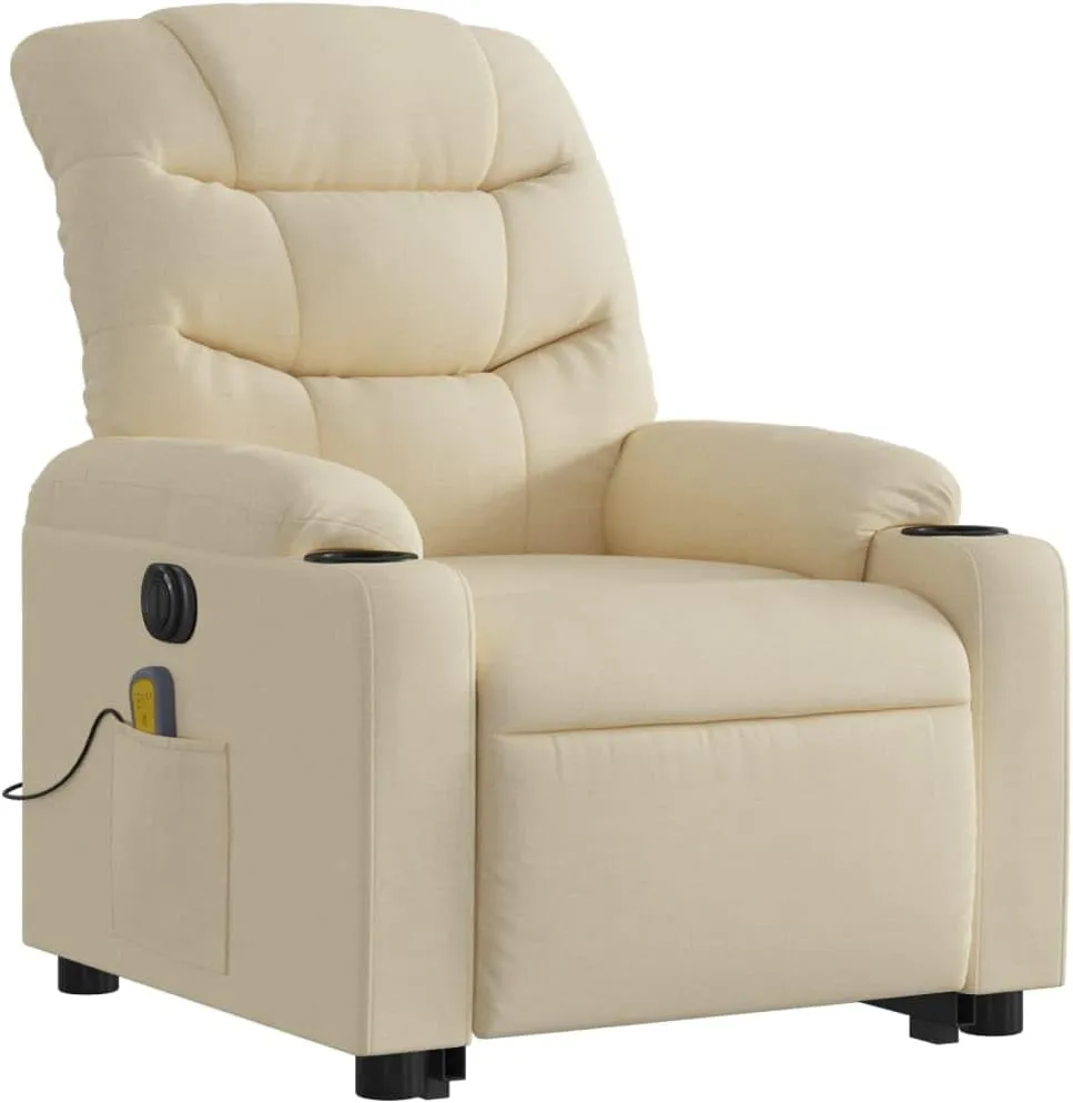 Electric Stand up Massage Recliner Chair Cream FabricLounge Chair Comfy Chair Living Room Chair Suitable for Decks, Living Rooms, and patios.