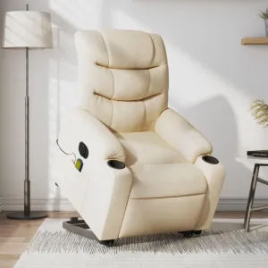 Electric Stand up Massage Recliner Chair Cream FabricLounge Chair Comfy Chair Living Room Chair Suitable for Decks, Living Rooms, and patios.