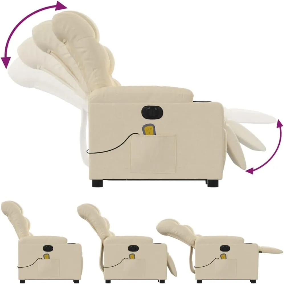 Electric Stand up Massage Recliner Chair Cream FabricLounge Chair Comfy Chair Living Room Chair Suitable for Decks, Living Rooms, and patios.