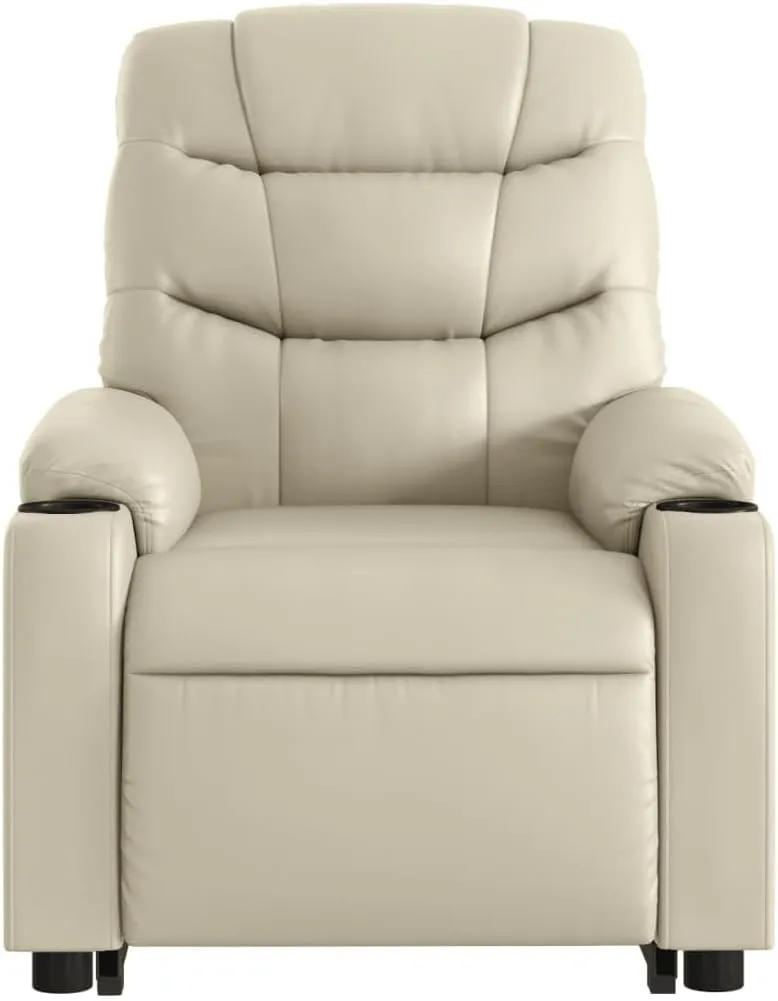 Electric Stand up Massage Recliner Chair Cream Faux LeatherLounge Chair Comfy Chair Living Room Chair Suitable for Decks, Living Rooms, and patios.