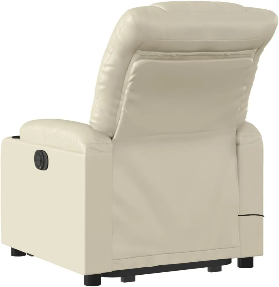 Electric Stand up Massage Recliner Chair Cream Faux LeatherLounge Chair Comfy Chair Living Room Chair Suitable for Decks, Living Rooms, and patios.
