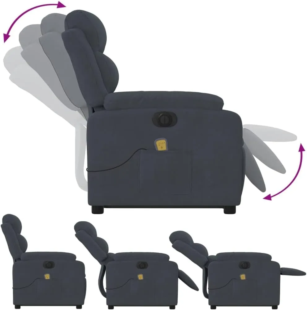 Electric Stand up Massage Recliner Chair Dark Gray VelvetLounge Chair Comfy Chair Living Room Chair Suitable for Decks, Living Rooms, and patios.