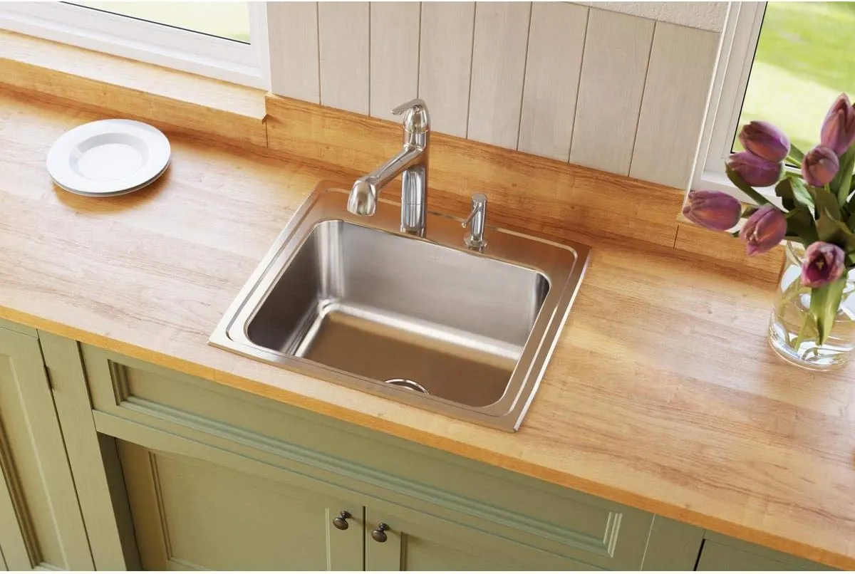 Elkay Lustertone DLR2219103 Single Bowl Top Mount Stainless Steel Sink