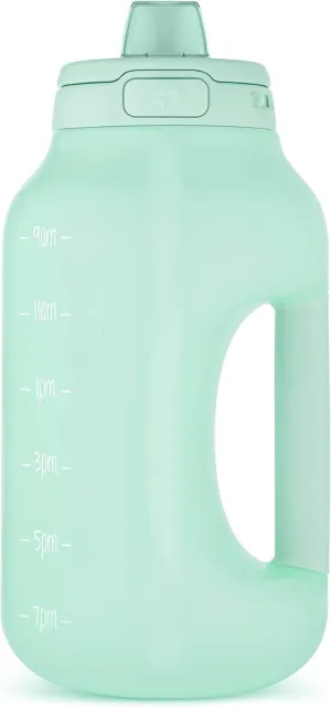 Ello Hydra 64oz Half Gallon Water Jug with Handle and Motivational Time Markers for All Day Hydration, Plastic Reusable Water Bottle with Straw and Locking, Leak Proof Lid, BPA Free
