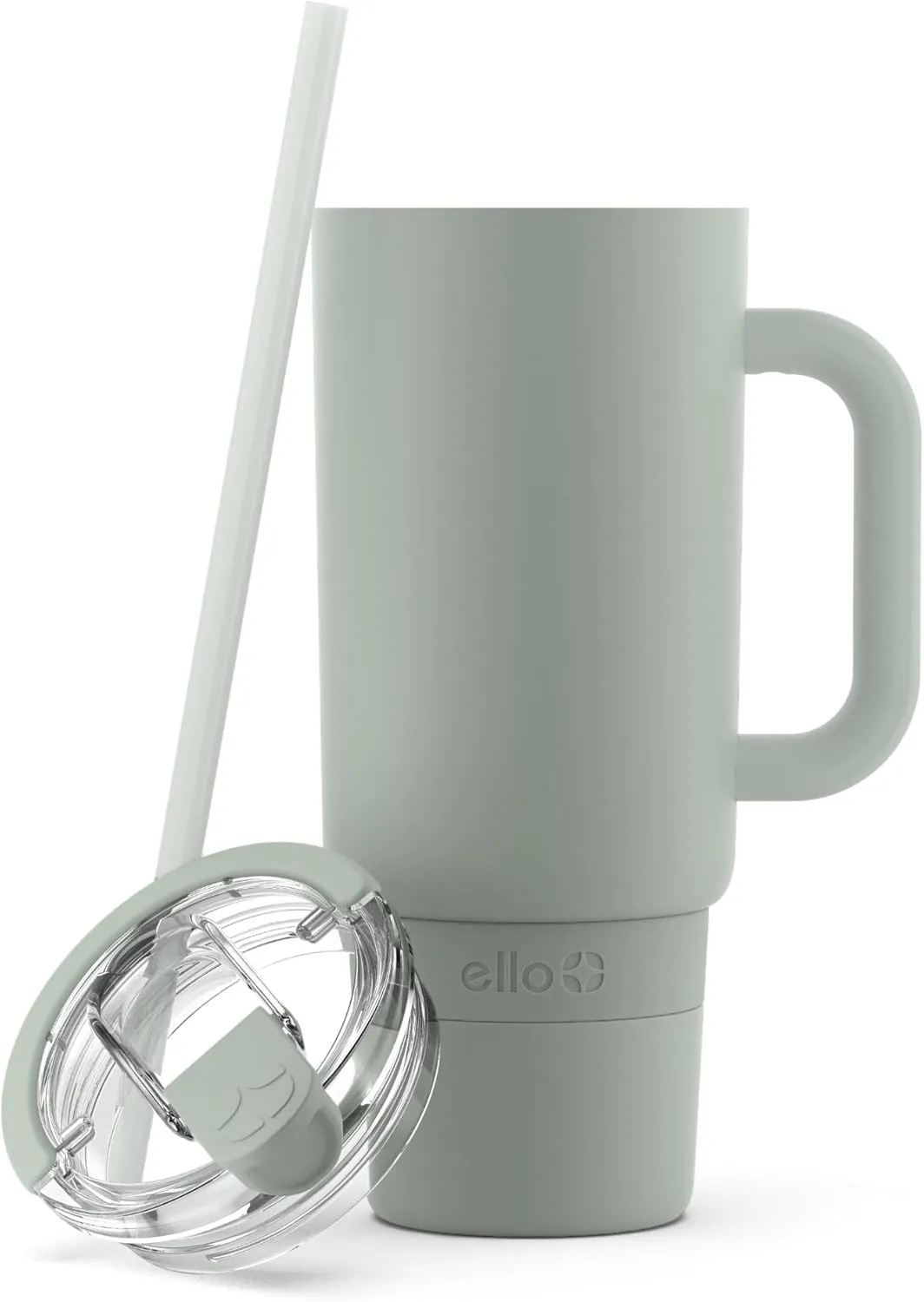 Ello Port 40oz Tumbler with Carry Loop & Integrated Handle, Vacuum Insulated Stainless Steel Reusable Water Bottle, Travel Mug with Leak Proof Lid & Straw, Perfect for Iced Coffee & Tea, Sage