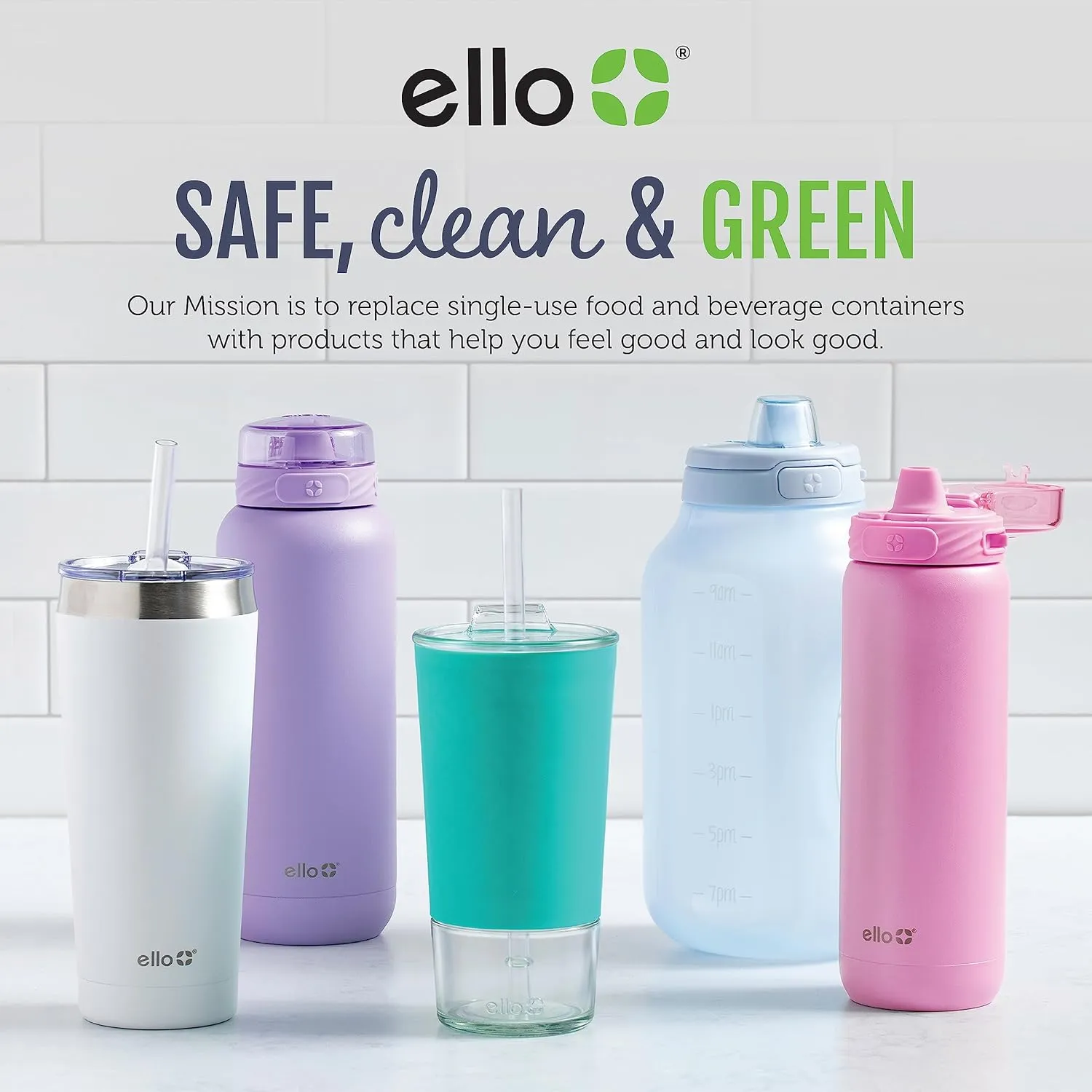 Ello Port 40oz Tumbler with Carry Loop & Integrated Handle, Vacuum Insulated Stainless Steel Reusable Water Bottle, Travel Mug with Leak Proof Lid & Straw, Perfect for Iced Coffee & Tea, Sage