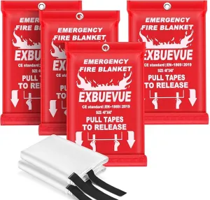 Emergency Fire Blanket for Kitchen and Home, 40” x 40” Fire Extinguishing Blanket(4pcs), Fire Suppression Blanket, Fire Safety Blanket, Fiberglass Flame Retardant Blanket