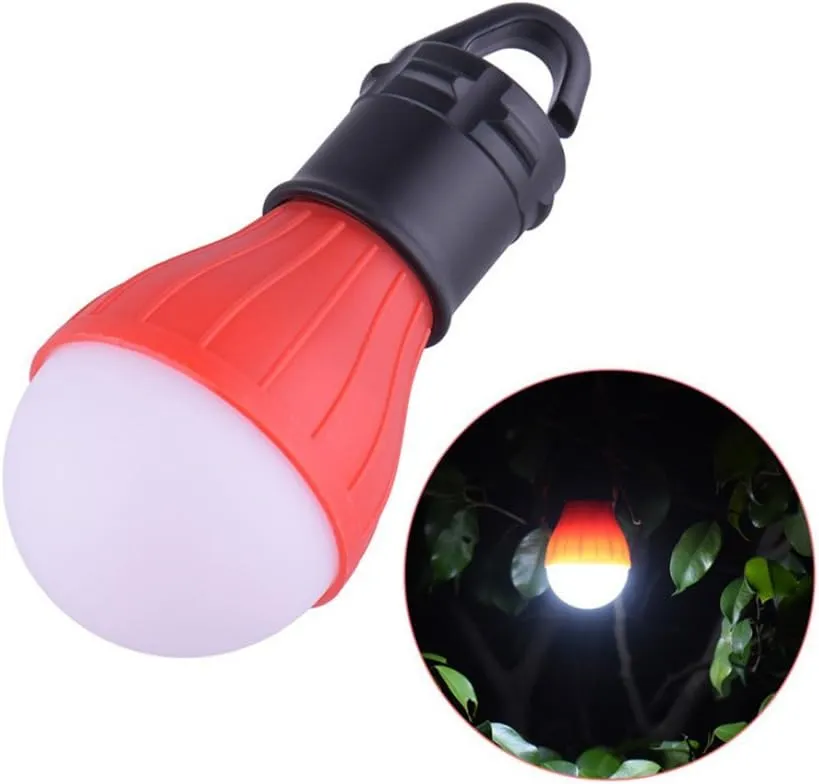 Emergency Light LED Lantern Tent Light Bulb3 LED Hook Tent Light Bulb Battery Powered Camping Lamp for Camping Hiking Fishing -2 Pcs-Red