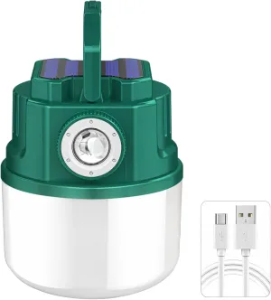 Emergency Solar Light Bulb, Rechargeable Tent Lantern with Dual Charging, Type-C Compatible for Camping and Outdoor Markets