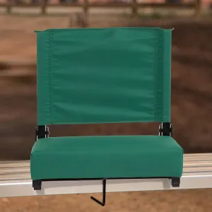 EMMA   OLIVER Hunter Green Stadium Chair - 500 lb. Rated Folding Chair - Carry Handle - Ultra-Padded Seat