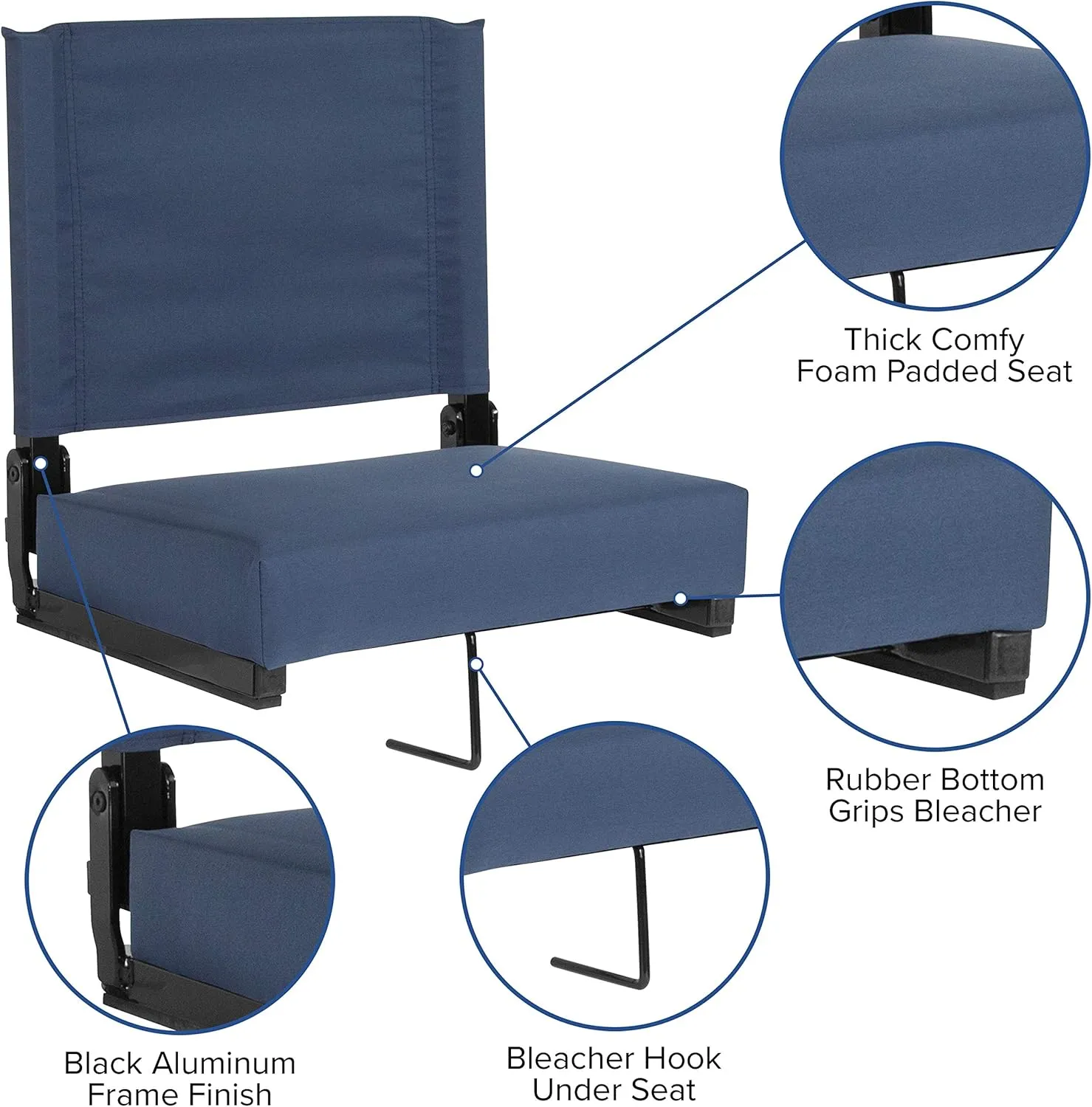 EMMA   OLIVER Lightweight Stadium Chair with Ultra-Padded Seat, 500 lb. Rated