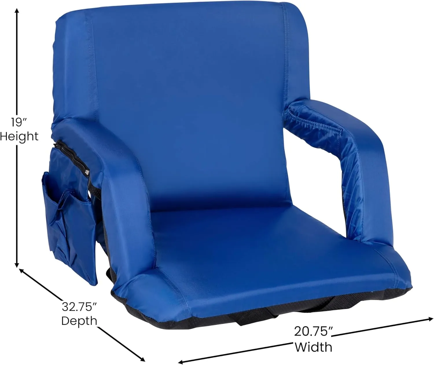 EMMA   OLIVER Portable Stadium Chair with Armrests, Reclining Padded Back & Seat, Lightweight Metal Frame & Backpack Straps, Storage Pockets