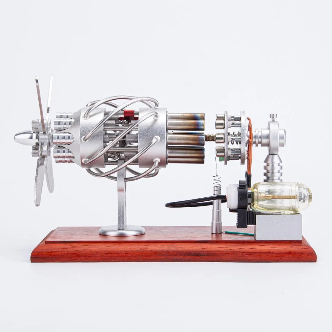 Engine Kit for Adults, Swash Plate Glass Stirling Engine Model Kit That Runs, Engine Motor Model Educational Physics Experiment STEM Model