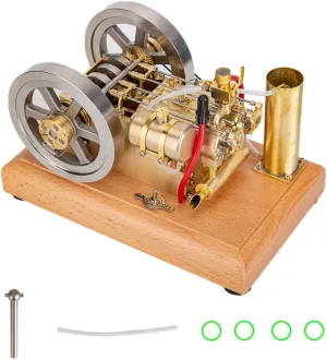 Engine Model Kit That Works, Horizontal Twin-Cylinder Overhead Valves Dual Flywheel Engine Model, Physics Science Experiment for Youth Adult