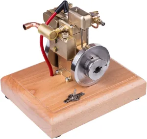 Engine Model Kit That Works, Mini Water-Cooled Single-Cylinder 4-Stroke Engine Model with Wooden Base, Physics Science Experiment for Adult