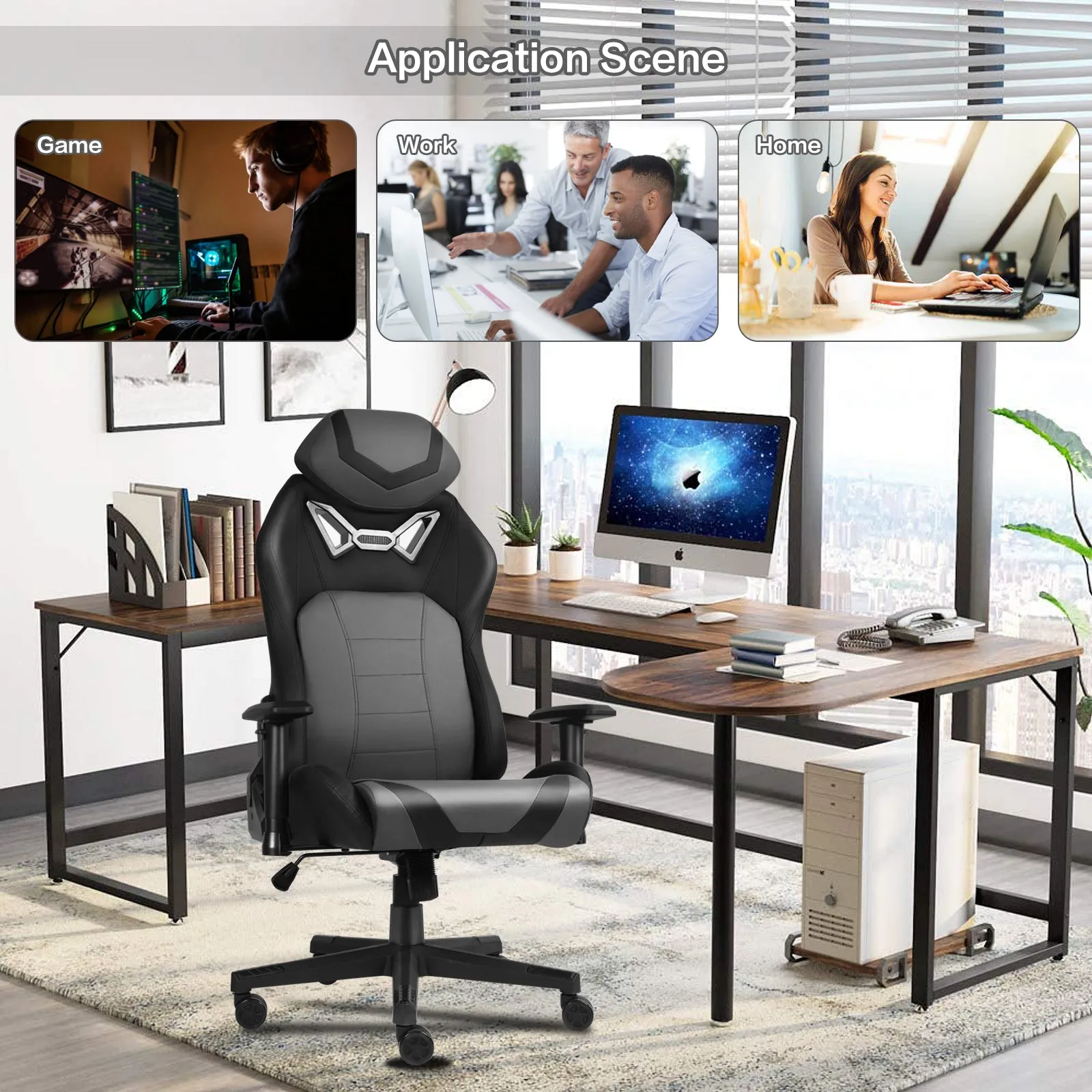 Ergonomic Gaming Chairs for Adults with High-Density Memory Foam | Swivel Comfortable Office Chair, Big and Tall Video Game Chair, High Back Computer Chair for Home, Office