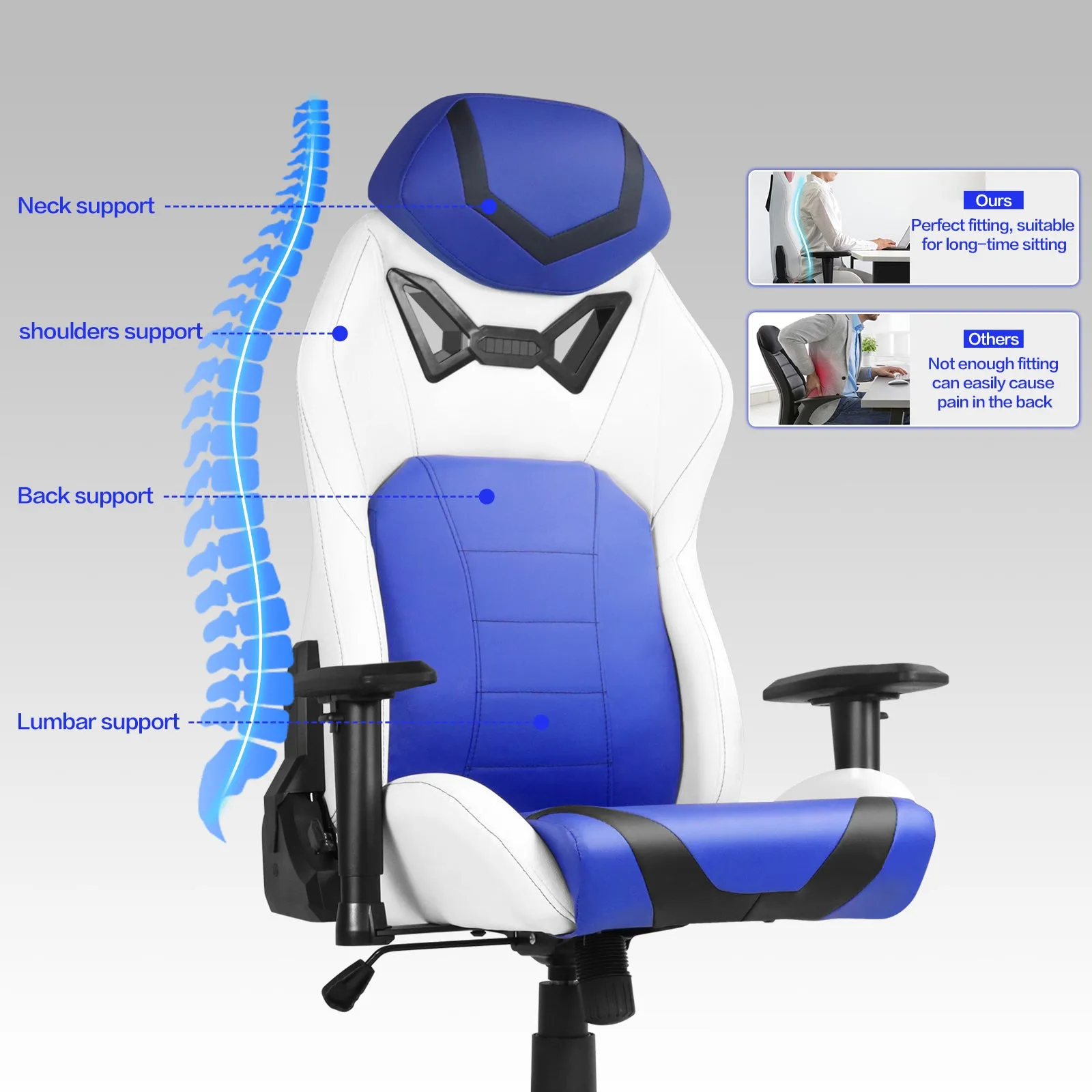 Ergonomic Gaming Chairs for Adults with High-Density Memory Foam | Swivel Comfortable Office Chair, Big and Tall Video Game Chair, High Back Computer Chair for Home, Office