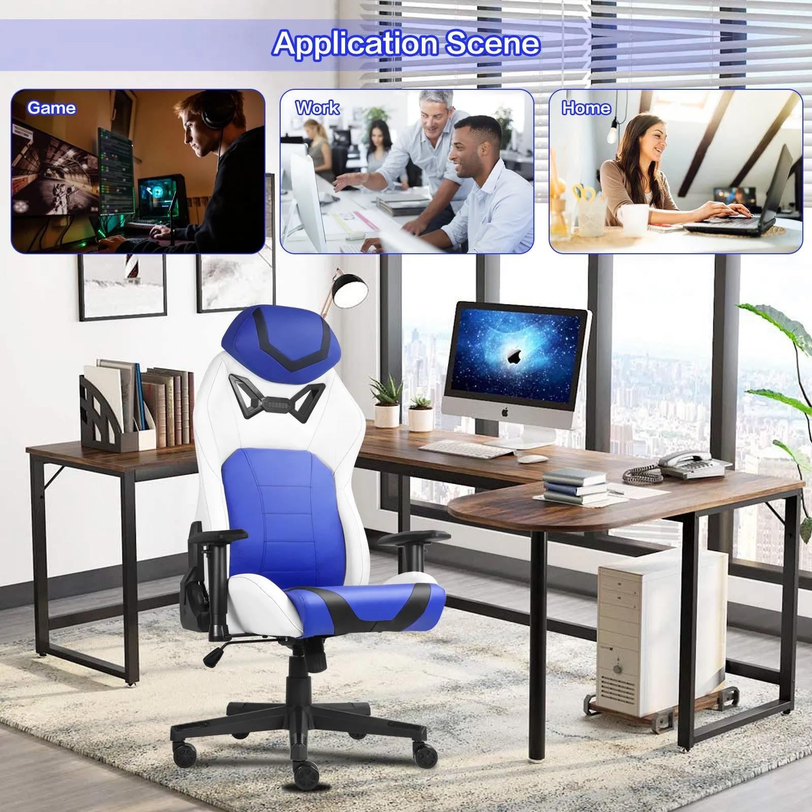Ergonomic Gaming Chairs for Adults with High-Density Memory Foam | Swivel Comfortable Office Chair, Big and Tall Video Game Chair, High Back Computer Chair for Home, Office
