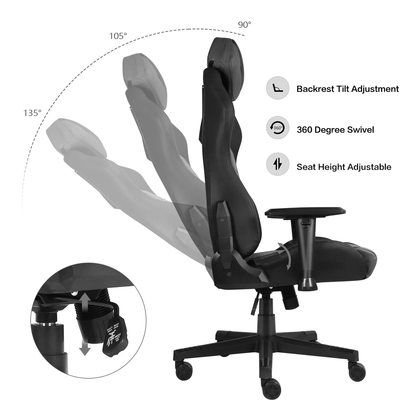Ergonomic Gaming Chairs for Adults with High-Density Memory Foam | Swivel Comfortable Office Chair, Big and Tall Video Game Chair, High Back Computer Chair for Home, Office