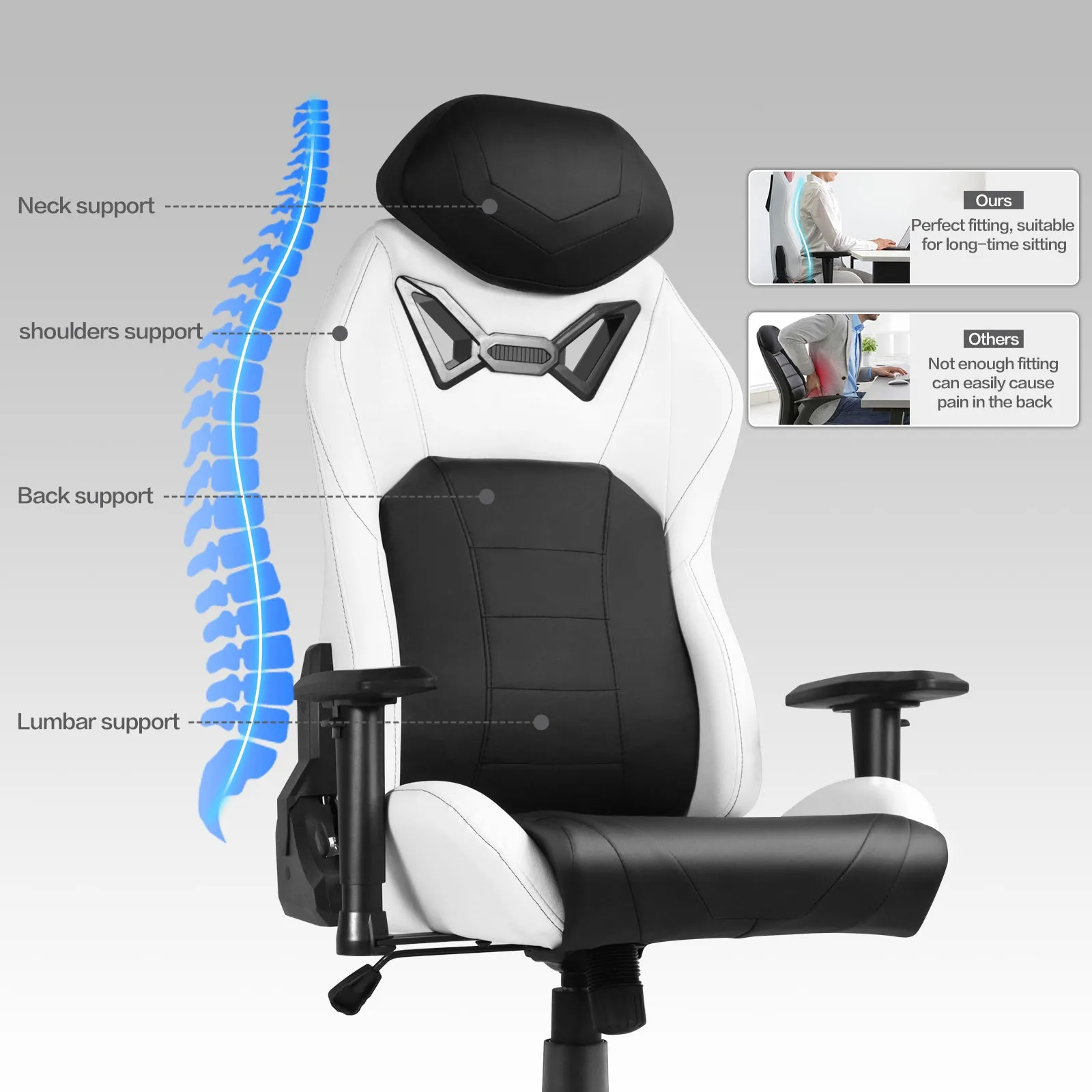 Ergonomic Gaming Chairs for Adults with High-Density Memory Foam | Swivel Comfortable Office Chair, Big and Tall Video Game Chair, High Back Computer Chair for Home, Office