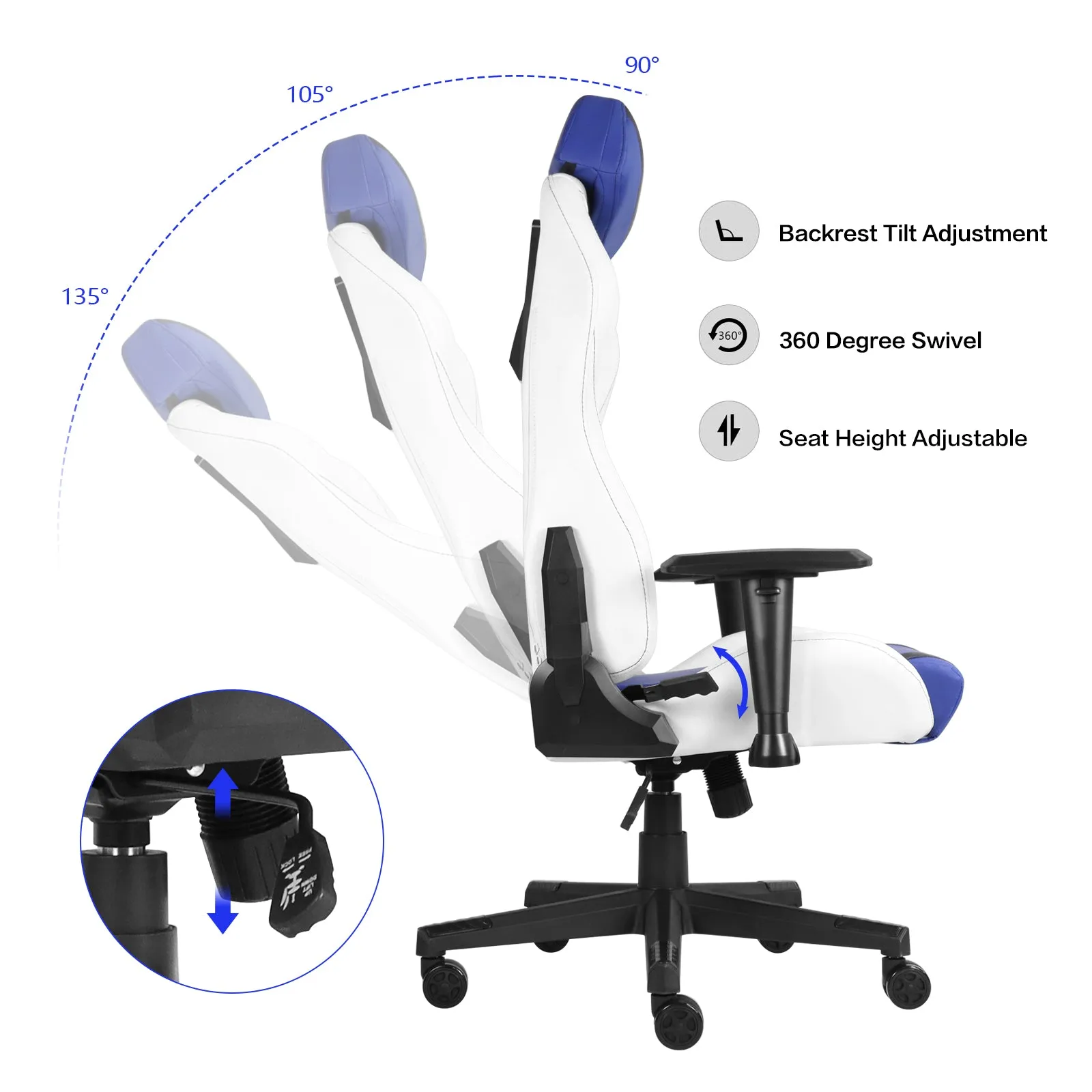 Ergonomic Gaming Chairs for Adults with High-Density Memory Foam | Swivel Comfortable Office Chair, Big and Tall Video Game Chair, High Back Computer Chair for Home, Office