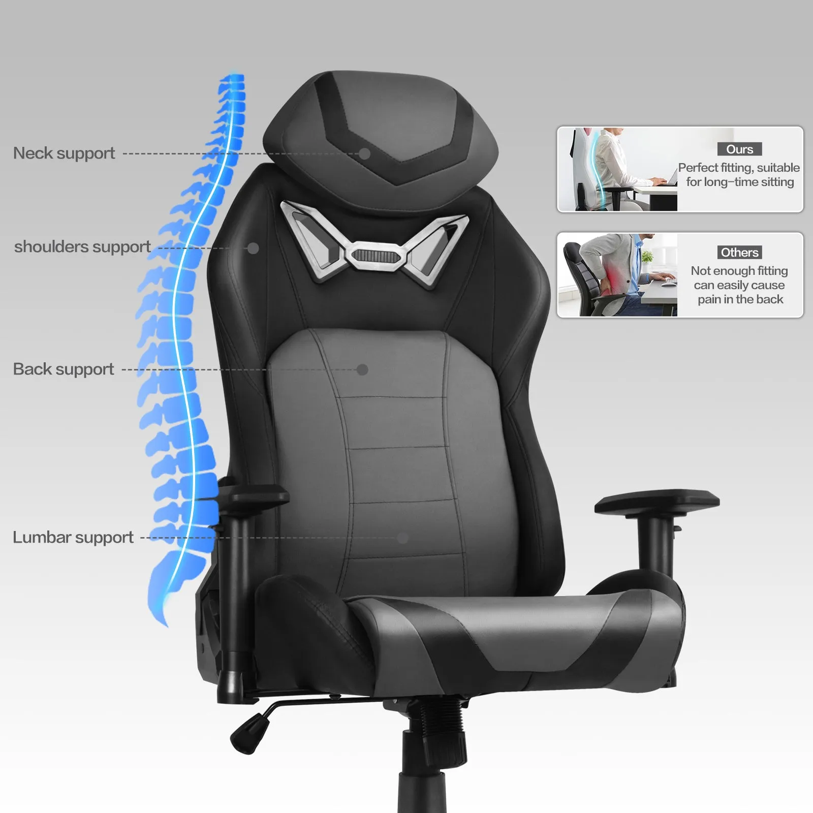 Ergonomic Gaming Chairs for Adults with High-Density Memory Foam | Swivel Comfortable Office Chair, Big and Tall Video Game Chair, High Back Computer Chair for Home, Office