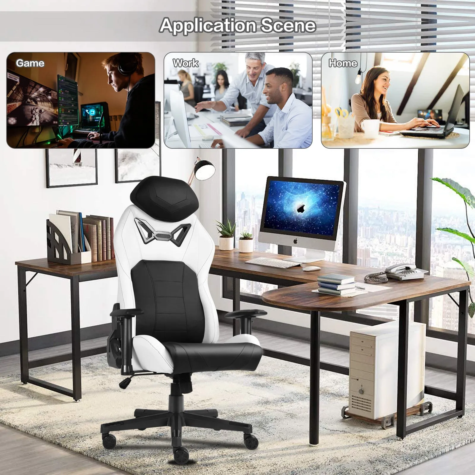 Ergonomic Gaming Chairs for Adults with High-Density Memory Foam | Swivel Comfortable Office Chair, Big and Tall Video Game Chair, High Back Computer Chair for Home, Office