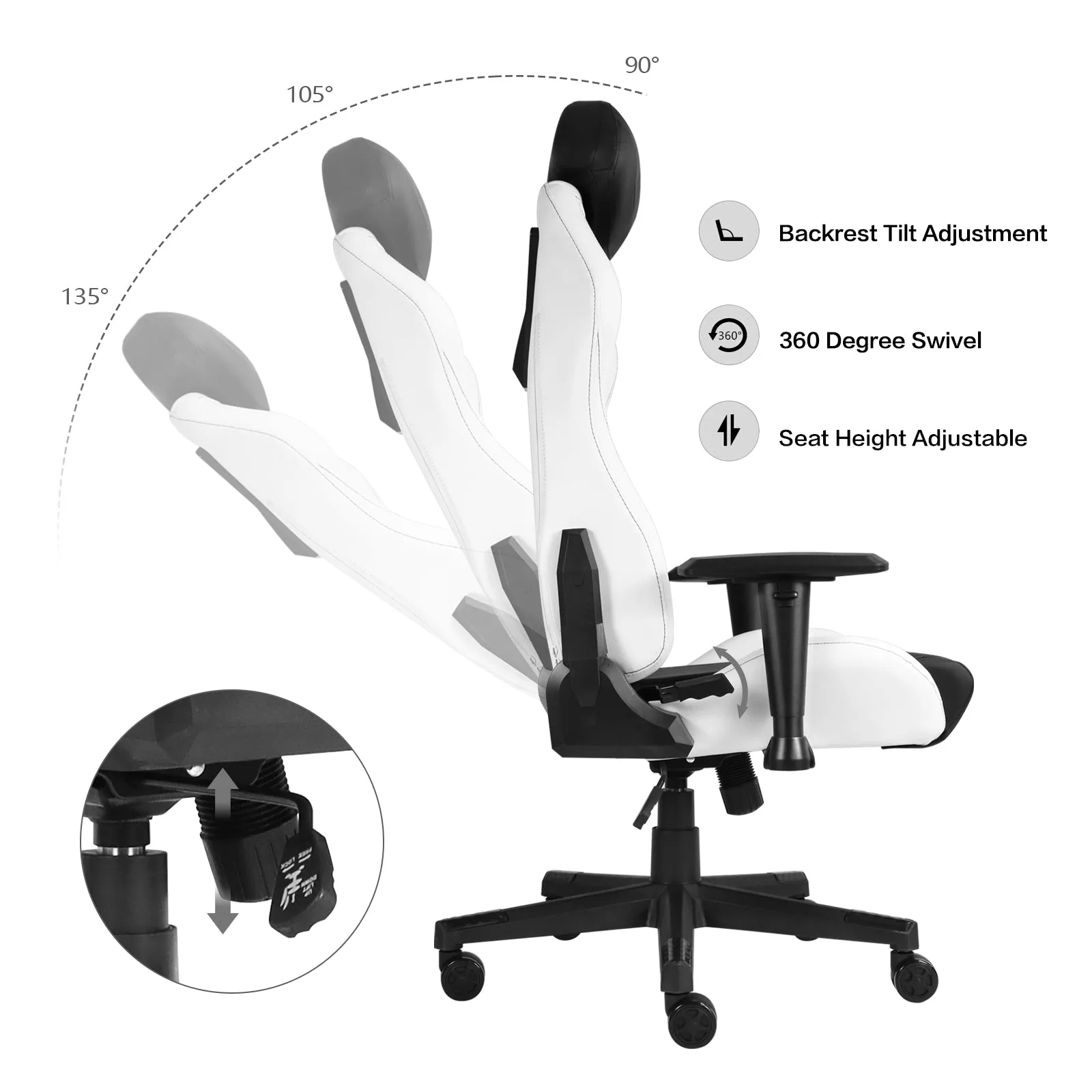 Ergonomic Gaming Chairs for Adults with High-Density Memory Foam | Swivel Comfortable Office Chair, Big and Tall Video Game Chair, High Back Computer Chair for Home, Office