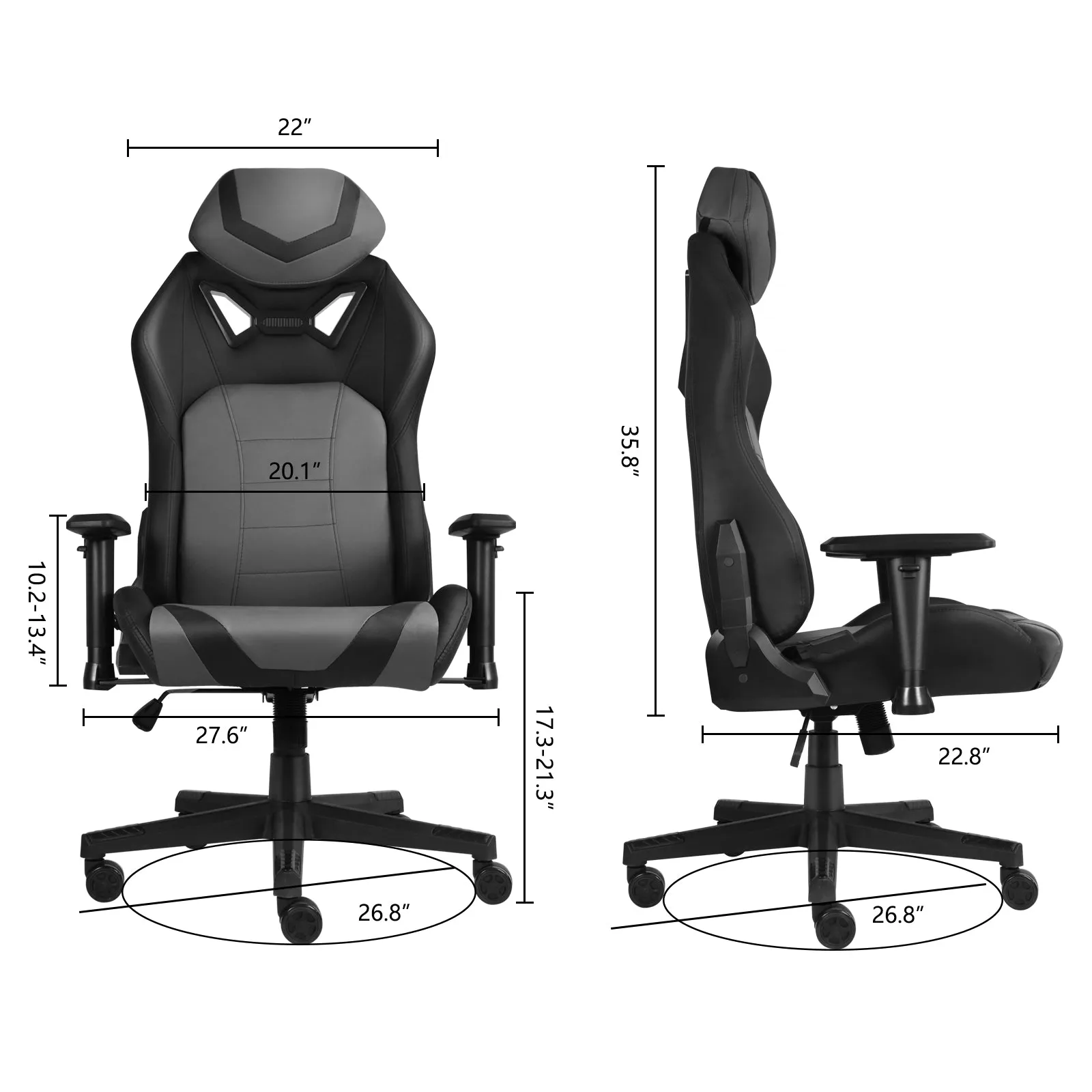 Ergonomic Gaming Chairs for Adults with High-Density Memory Foam | Swivel Comfortable Office Chair, Big and Tall Video Game Chair, High Back Computer Chair for Home, Office