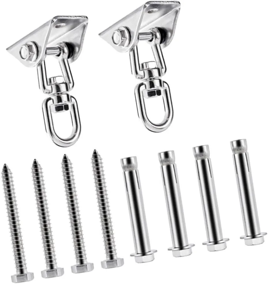 ERINGOGO Swing Hanging Kit 2 Stainless Steel Swing Hooks 4 Bolts 4 Nails Ceiling Mounts