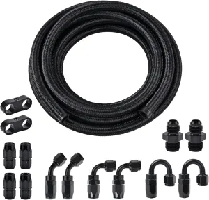 EVIL ENERGY 6AN Fuel Line Kit, 6AN Hose Nylon Braided Fuel Line With 14PCS Fitting Adapter Kit CPE 20FT