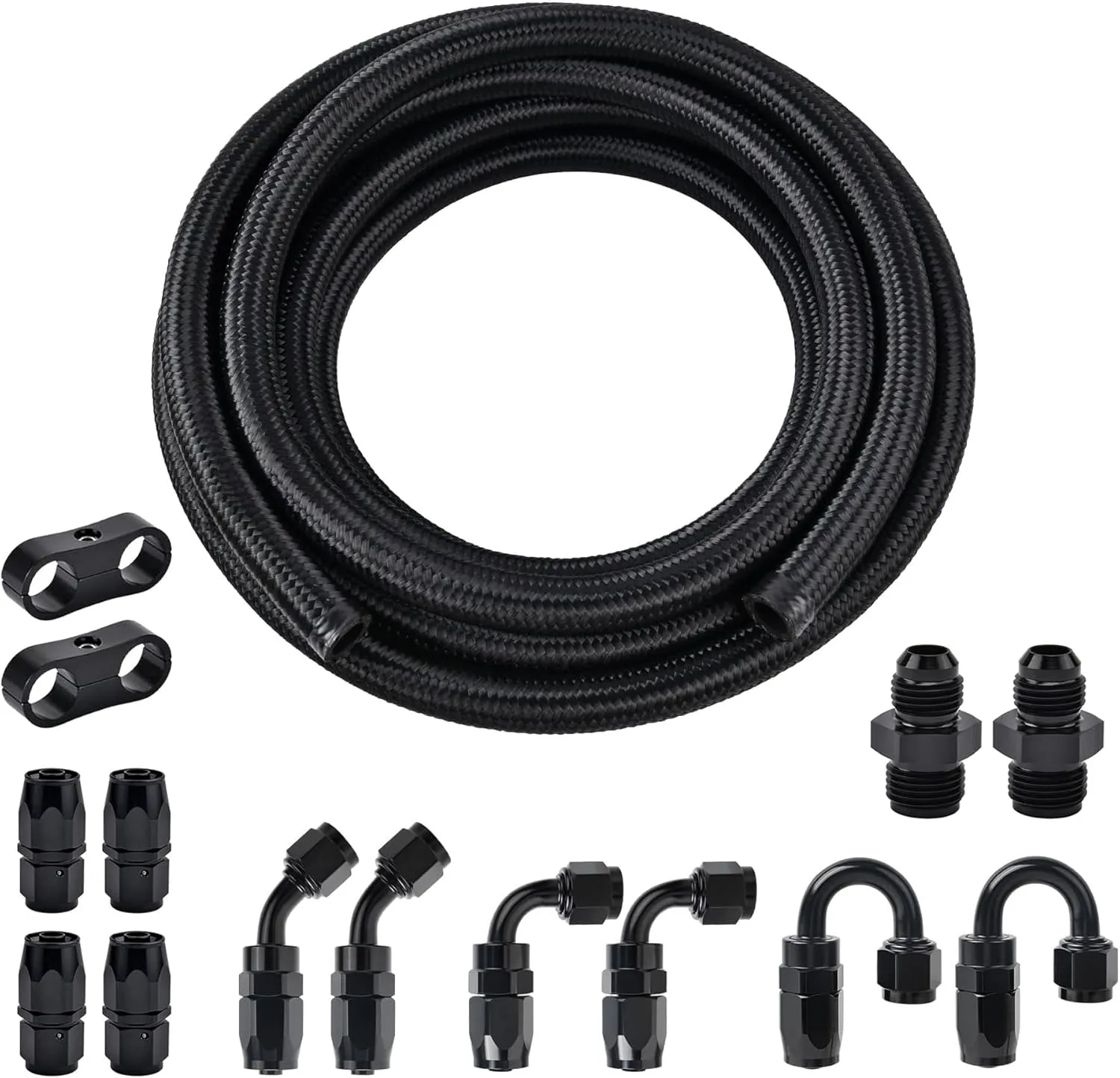 EVIL ENERGY 6AN Fuel Line Kit, 6AN Hose Nylon Braided Fuel Line With 14PCS Fitting Adapter Kit CPE 20FT