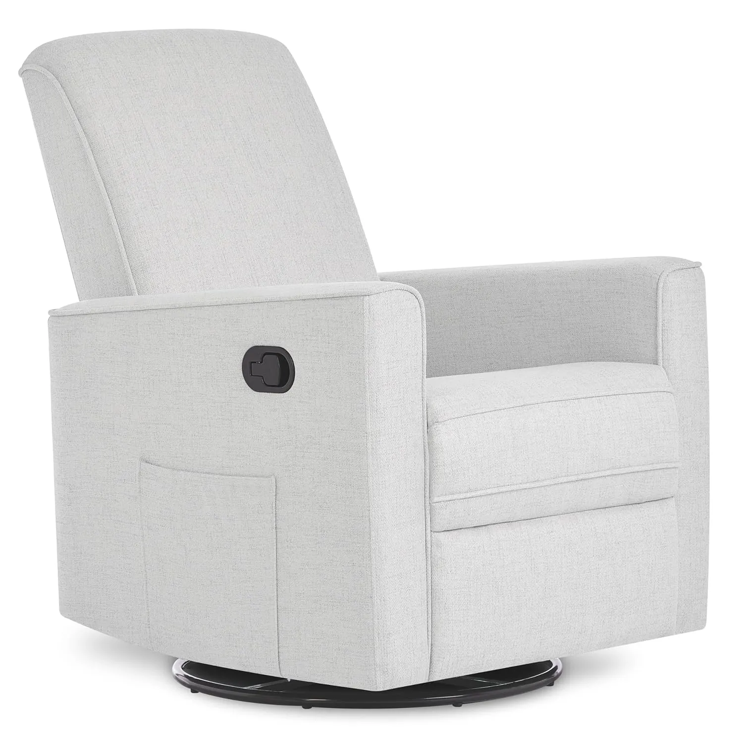 Evolur Raleigh Glider in Fog, Upholstered Plush Seating 360° Swivel Glider Rocking Chair, FSC Certified, Greenguard Gold & JPMA Certified Nursery Glider Recliner