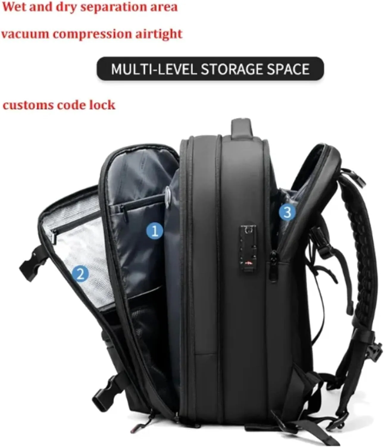 Expandable Vacpack Backpack,Vac Pack Backpack, alepeak vacuum backpack, 60L air vacuum compression backpack for travel (vacpack 2.0- Dark grey   electric vacuum), Medium