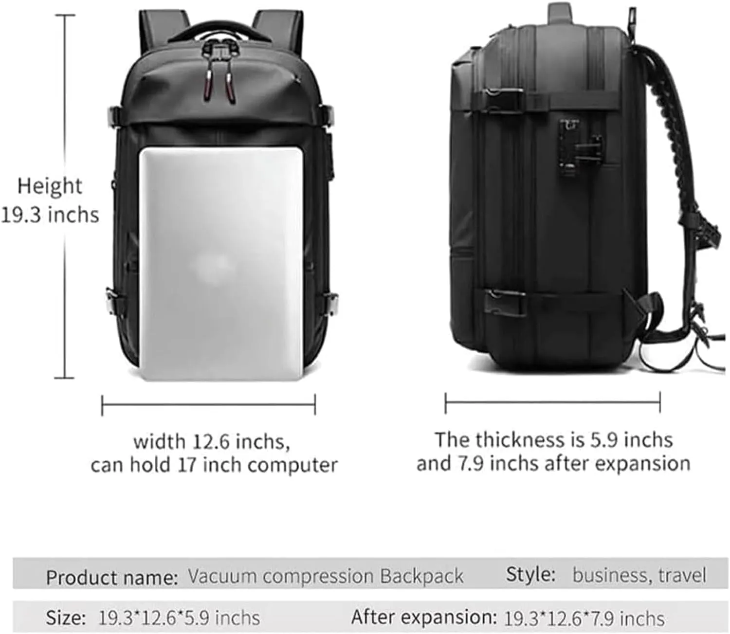 Expandable Vacpack Backpack,Vac Pack Backpack, alepeak vacuum backpack, 60L air vacuum compression backpack for travel (vacpack 2.0- Dark grey   electric vacuum), Medium