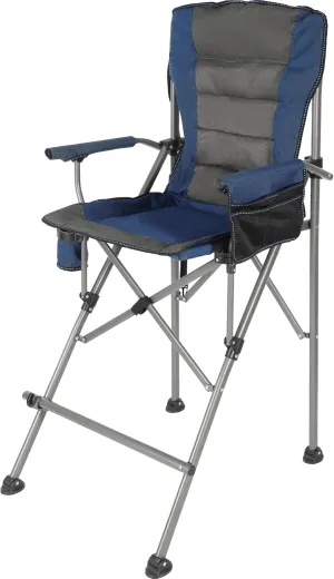 Extra Tall Folding Chairs for Adults 330lbs, Portable Bar Height Foldable Director Chairs for Camping Outside, Comfortable with High Back and Footrest, Blue