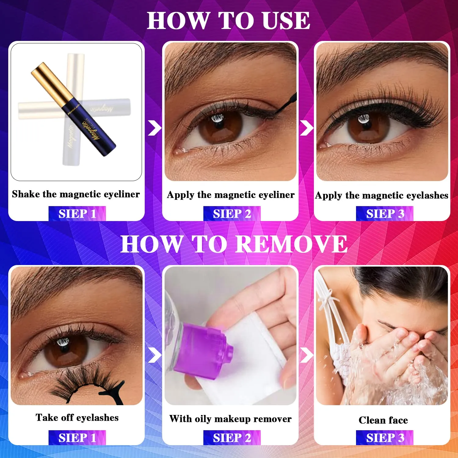 Eyelashes Magnetic Lashes with Eyeliner,10 Pairs Reusable Full Volume Cat Eye Magnetic Eyelash kit with Applicator - Upgraded Long Lasting,Natural Looking,- Easy Magnetized Eyelash