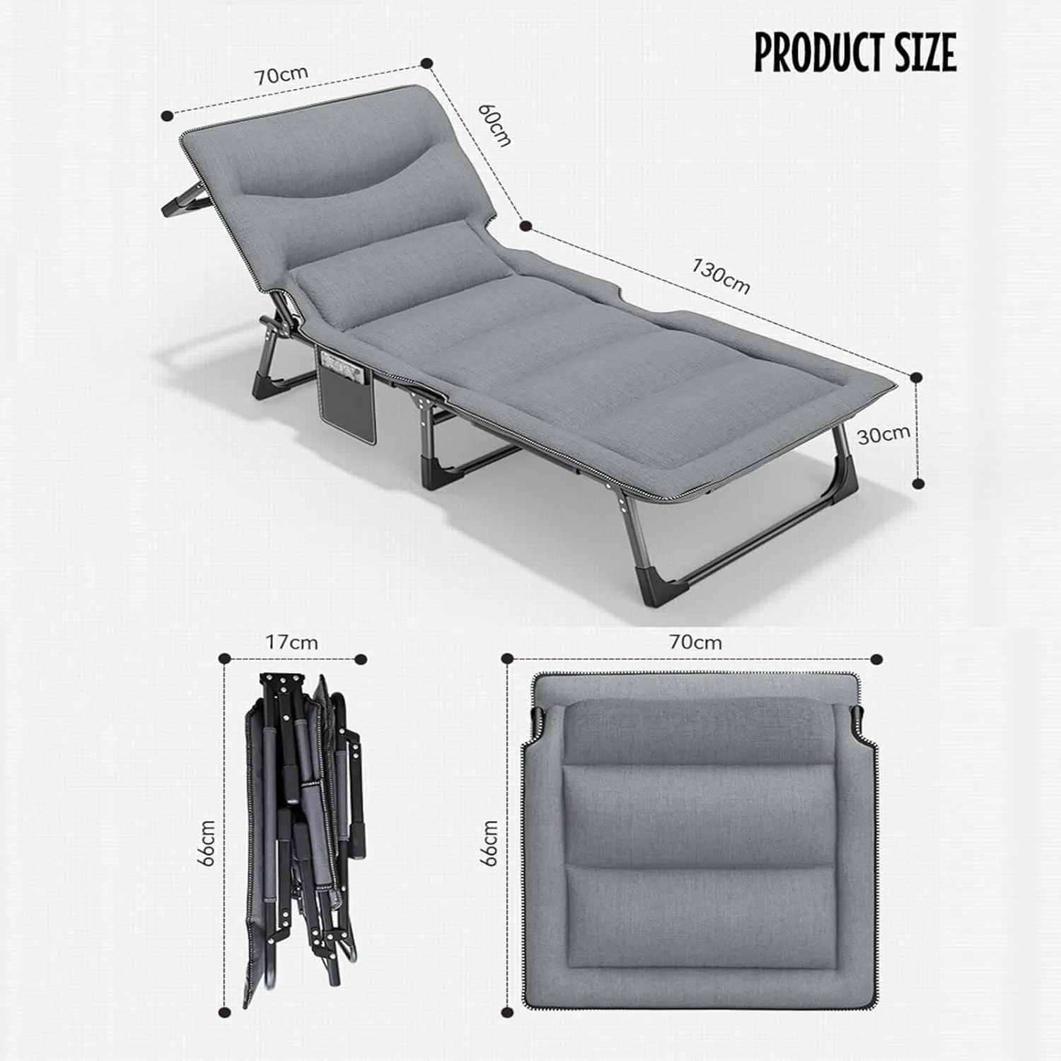EYPKPL cots for Sleeping Folding Camping Cot Adjustable 4-Position Backrest Cots for Camping Load 150kg Camping Cots Portable Camping Cots for Adults Stretching Freely