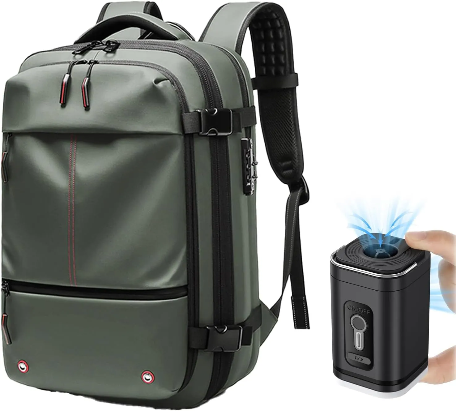 Ezyvac Rucksack, Easyvacpac Backpack, 60L Expandable Vaccage Bag Water Resistant, Anti Theft Vacuum Back Pack (Green Pump)