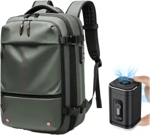 Ezyvac Rucksack, Easyvacpac Backpack, 60L Expandable Vaccage Bag Water Resistant, Anti Theft Vacuum Back Pack (Green Pump)