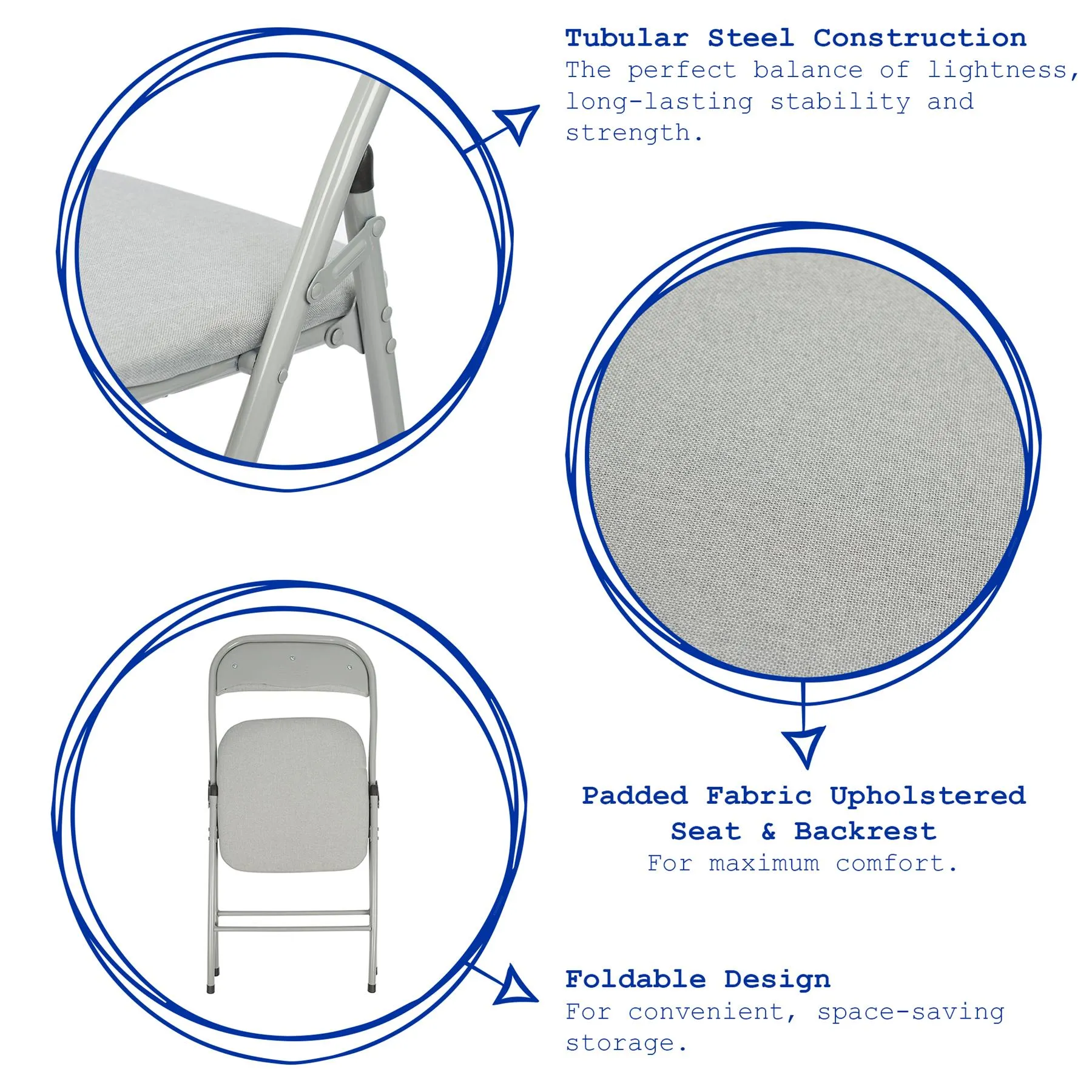 Fabric Padded Metal Folding Chair