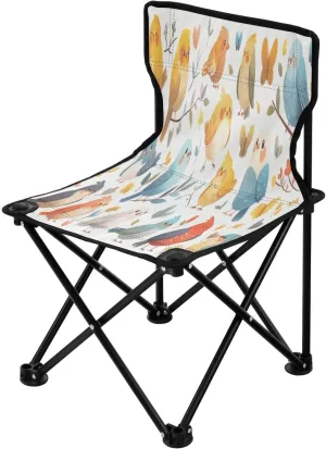 Farm Cute Bird Portable Outdoor Folding Chair Anti-Slip Padded Oxford Cloth Stool Camping Chair Small for Beach Hiking Fishing Gardening Quad Camp Chair