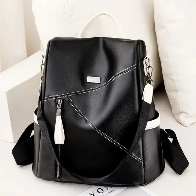 Fashion PU Anti-Theft Leather Voice-activated Women's Resilient Soft Backpack
