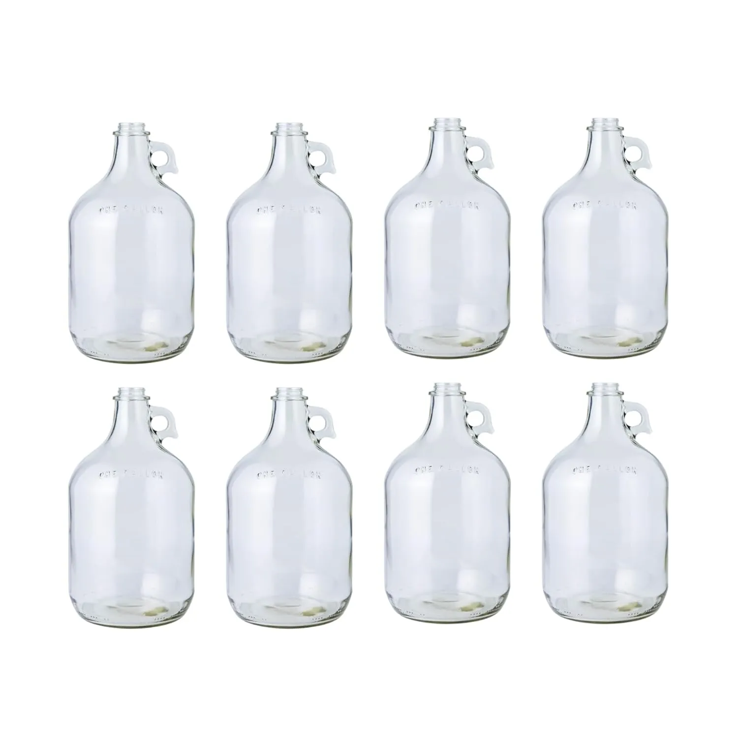 FastRack 1 Gallon Glass Jug WITHOUT CAPS, Clear, Pack of 8 | Food Grade – BPA Free Glass for Fermentation, Storage and Brewing | 128 oz Large Jug for Home Brewing, Kombucha, Wine & Beer